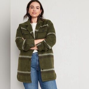 Flannel Olive Green Plaid Utility Shacket by Old Navy